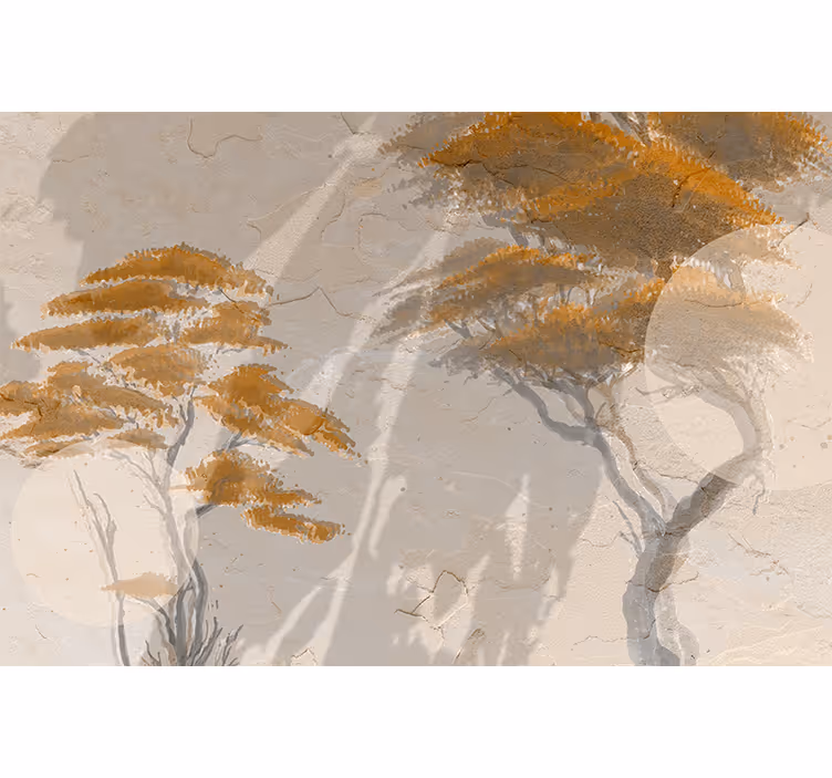 Fotomurale soggiorno graziose sagome di alberi - TenStickers