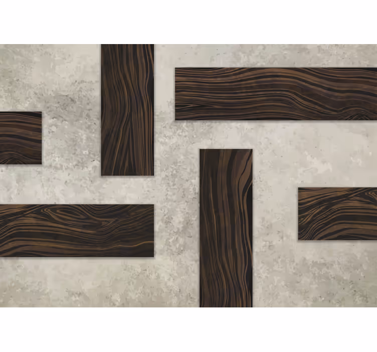 Fotomurale effetto di cemento e legno - TenStickers