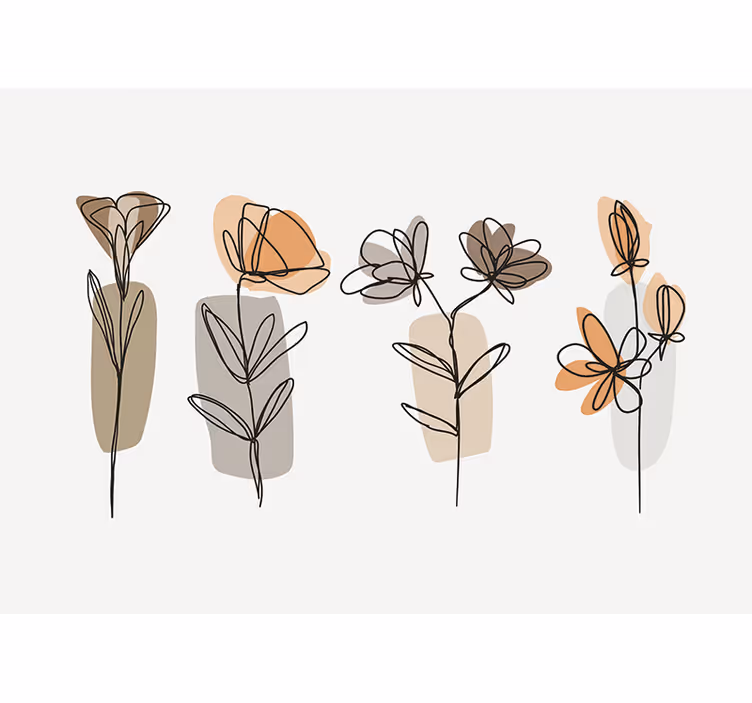 Fotomurale con fiori differenti stile minimalista - TenStickers