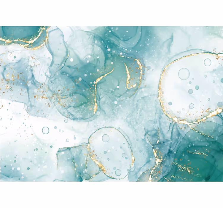 Fotomurale bagno marmo turchese e oro - TenStickers