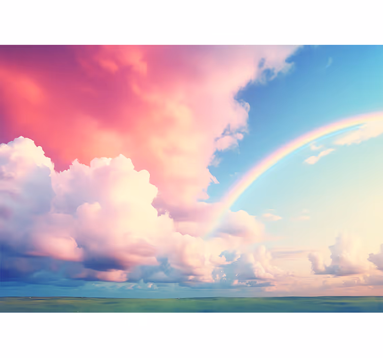 Fotomurale per cameretta bambini cielo nuvoloso con arcobaleno - TenStickers