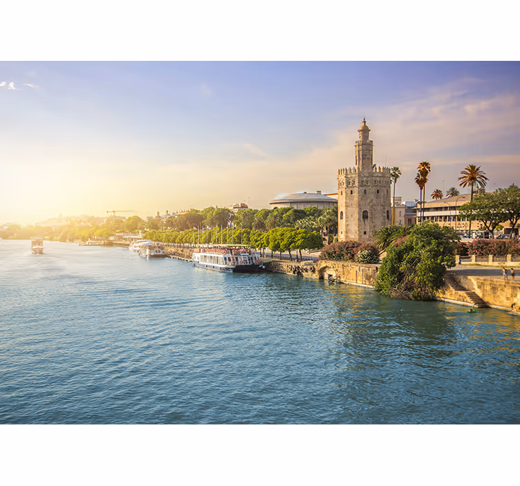 Fotomurale città vista sul lungofiume di siviglia - TenStickers