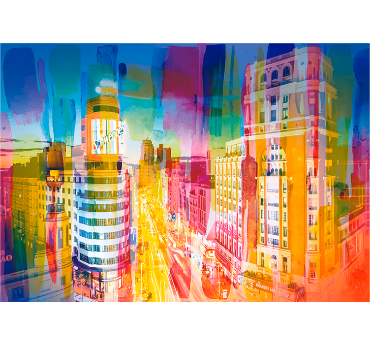 Fotomurale di Madrid paesaggio urbano cromatico - TenStickers