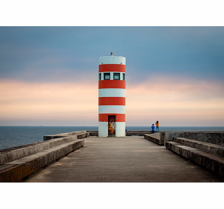 Fotomurale paesaggi faro rosso e bianco - TenStickers