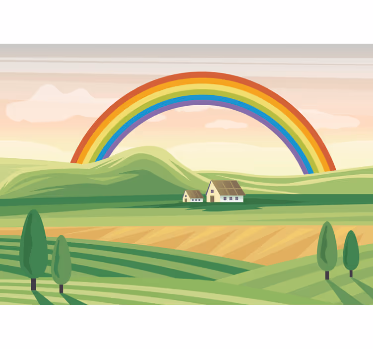 Fotomurale cameretta paesaggio arcobaleno - TenStickers