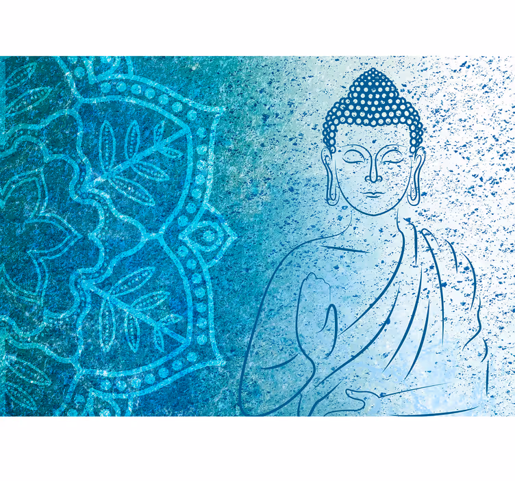Carta da parati con Buddha colore blu - TenStickers