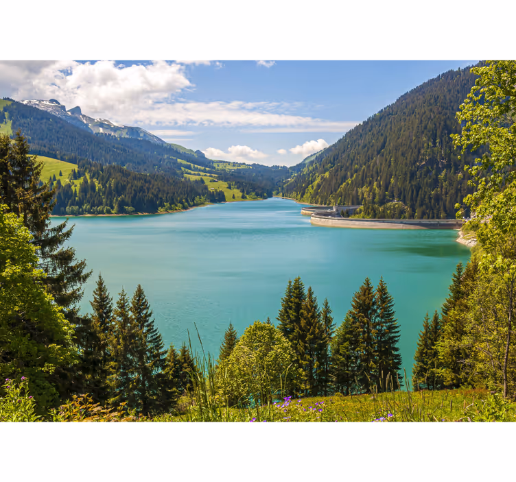 Fotomurale montagna Montagne del fiume svizzera - TenStickers