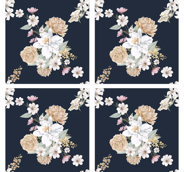 Sottobicchiere bouquet floreale vintage - TenStickers