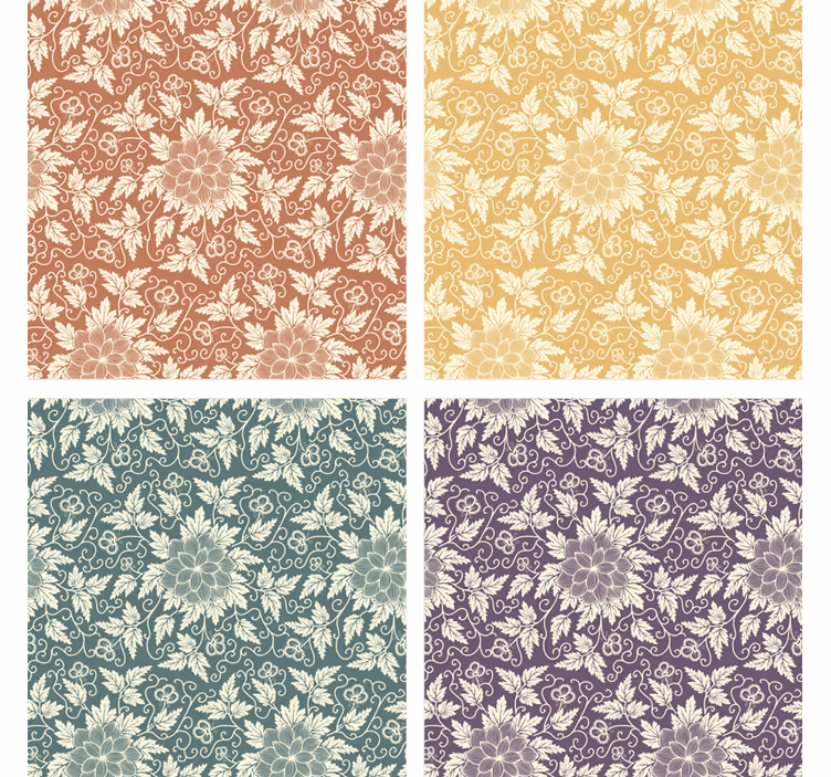 Sottobicchieri vintage piastrelle quadrate floreali - TenStickers