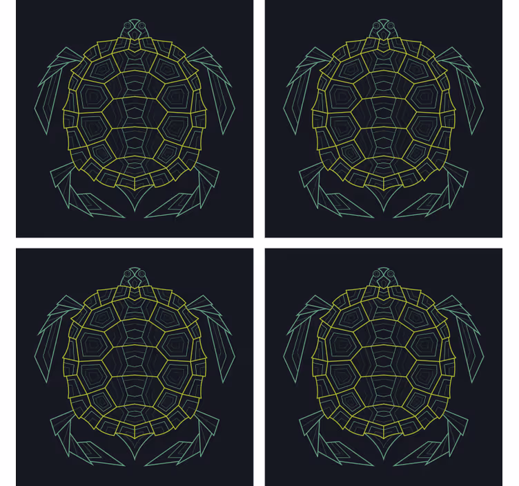 Sottobicchieri nerd figura di tartaruga geometrica - TenStickers