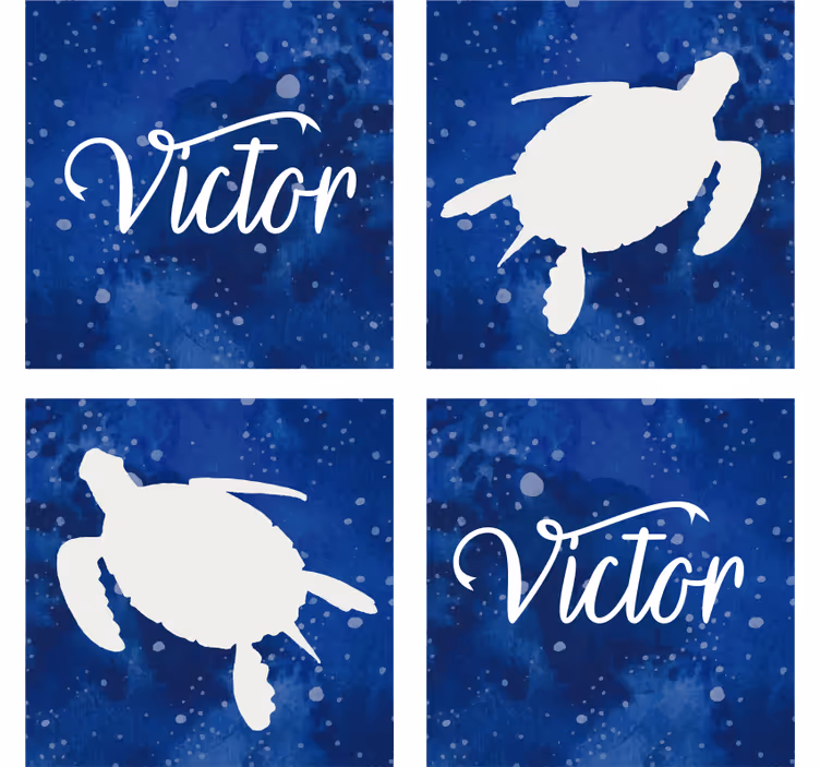 Sottobicchieri personalizzabile silhouette di tartaruga blu - TenStickers