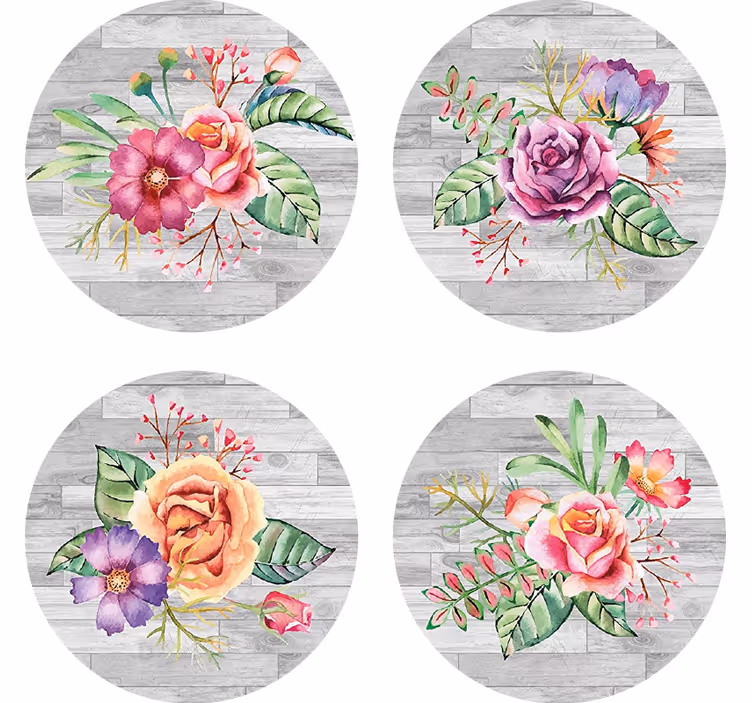 Sottobicchieri moderno motivo legno floreale - TenStickers