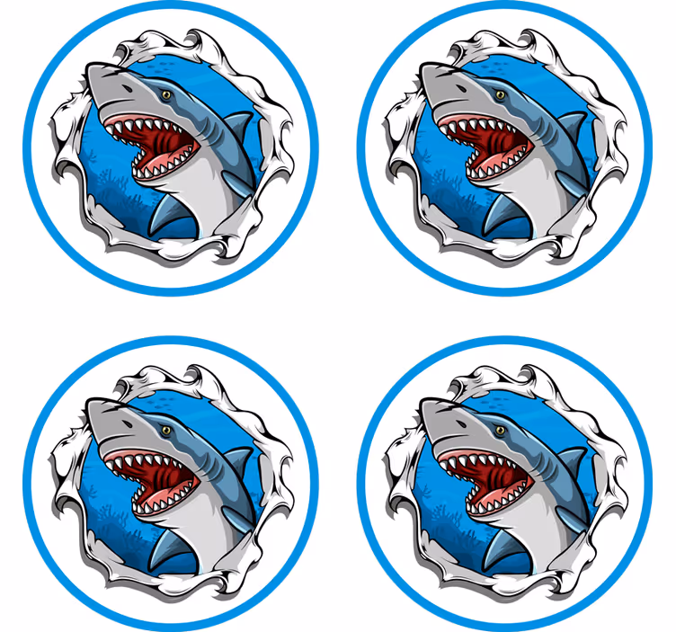 Sottobicchieri nerd illustrazione squalo arrabbiato - TenStickers