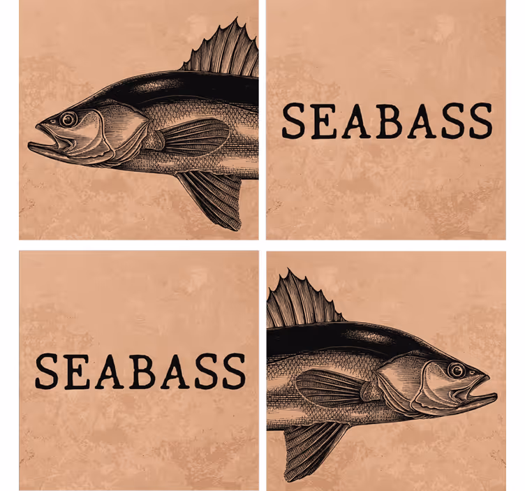 Sottobicchieri personalizzabile arte illustrazione seabass - TenStickers