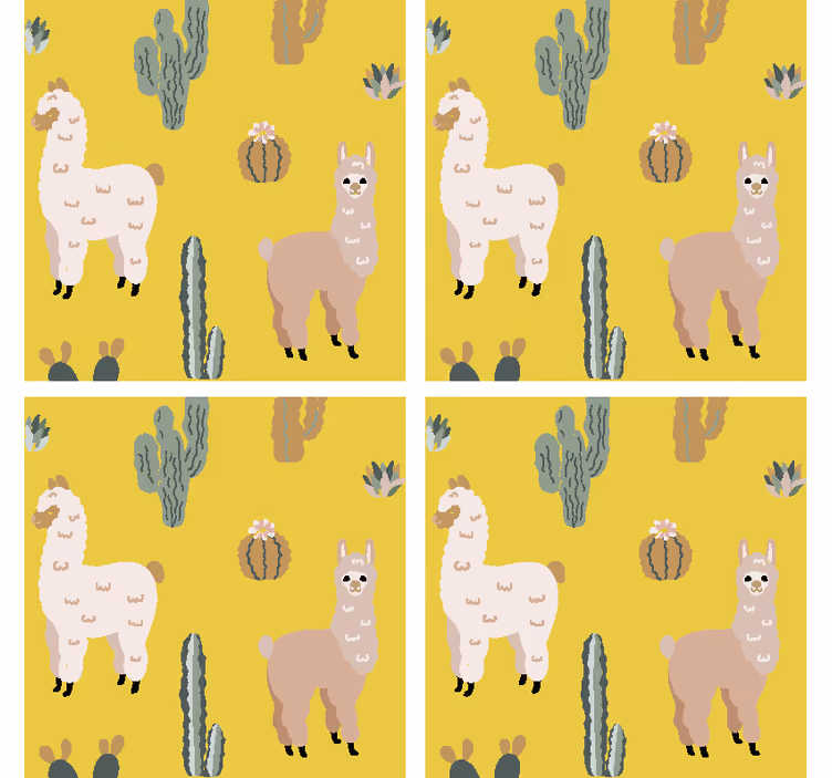 Sottobicchieri nerd motivo di llama e cactus - TenStickers
