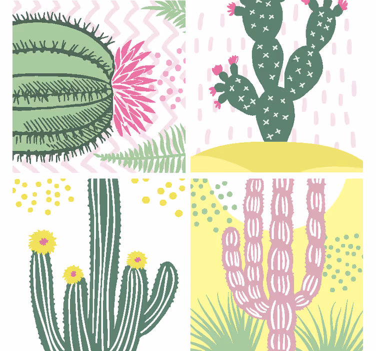 Sottobicchieri nerd motivo cactus vibrante - TenStickers