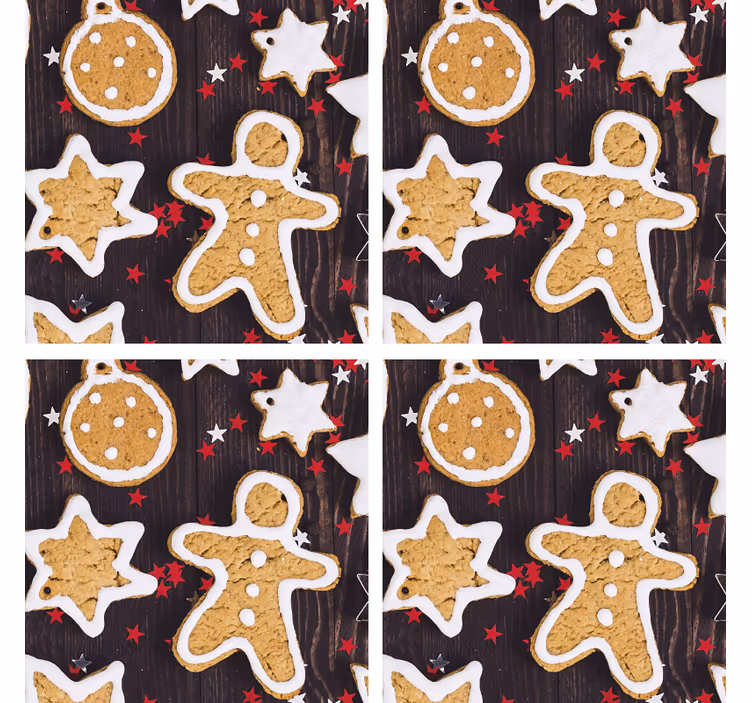 Sottobicchieri natalizi con motivo biscotti di zenzero - TenStickers