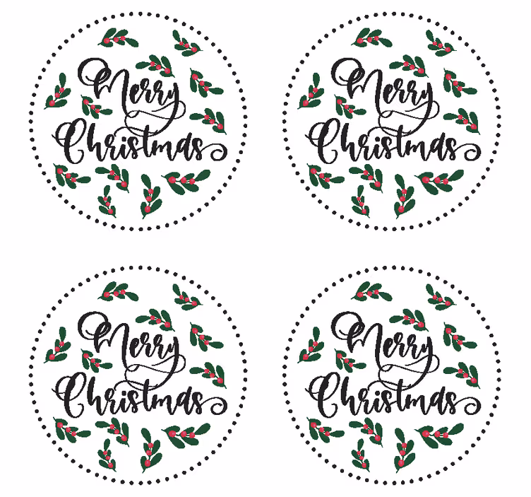 Sottobicchieri natalizi design agrifoglio buon natale - TenStickers