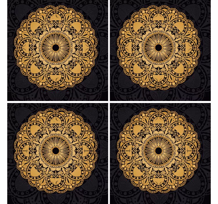 Sottobicchiere  tema vintage Mandala d'oro - TenStickers