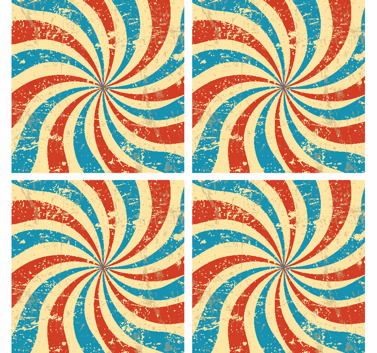 Sottobicchieri vintage motivo rosso blu vorticoso - TenStickers