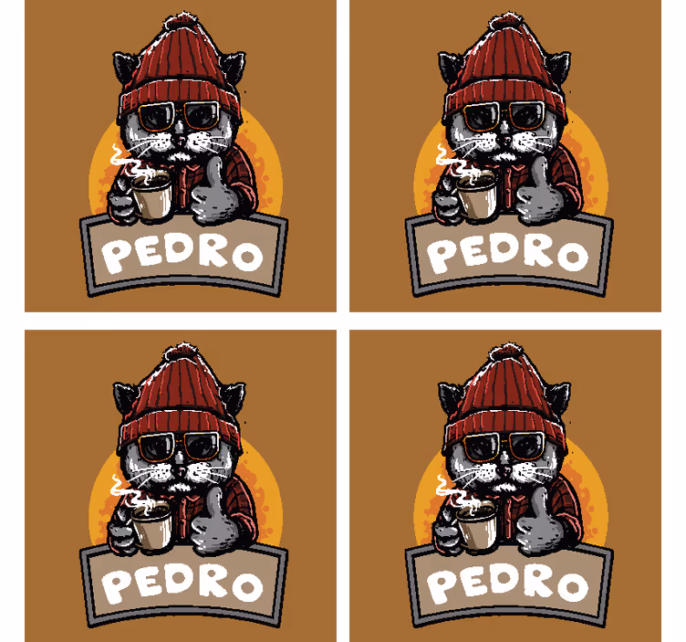 Sottobicchieri nerd gatto cool con caffè - TenStickers
