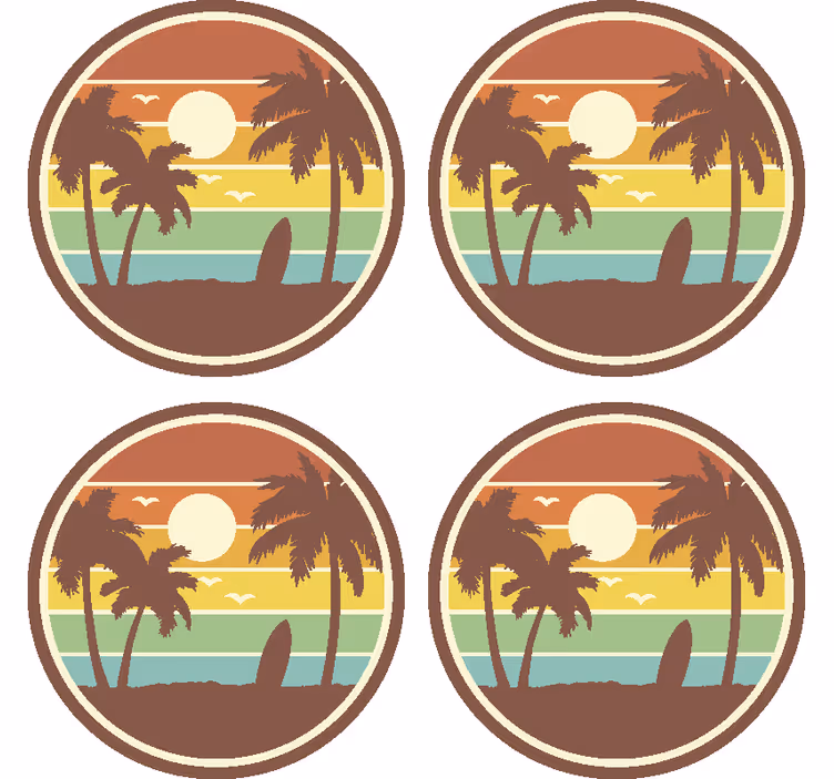 Sottobicchiere vintage Paesaggio surf retrò - TenStickers