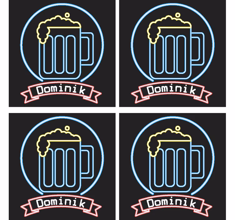 Birra al neon con tappetini per birra di nome - TenStickers