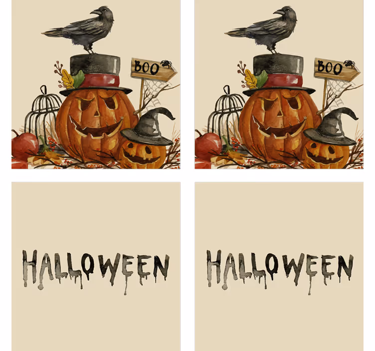 Sottobicchieri halloween scena della zucca e corvo - TenStickers