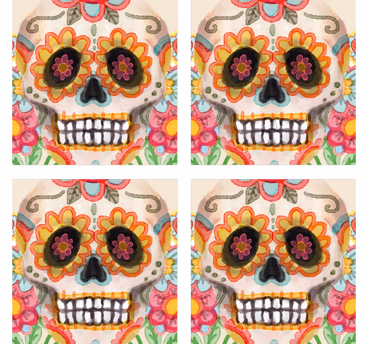 Sottobicchieri halloween teschi colorati di zucchero - TenStickers