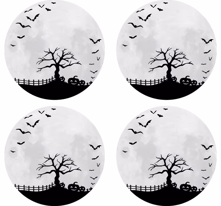 Sottobicchieri halloween silhouette di albero spettrale - TenStickers