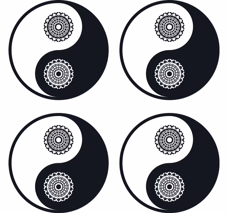 Sottobicchieri nerd motivi mandala yin yang - TenStickers