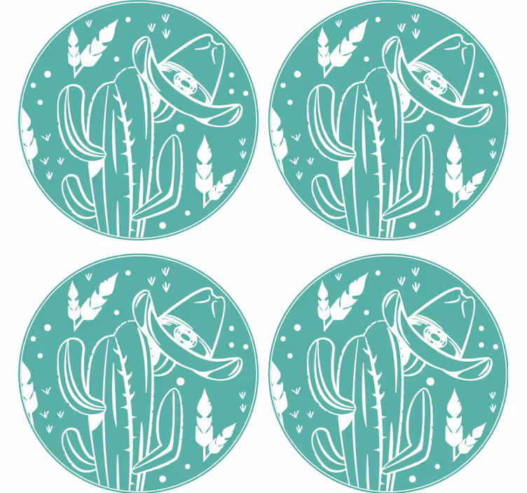 Sottobicchieri nerd cactus con cappello - TenStickers