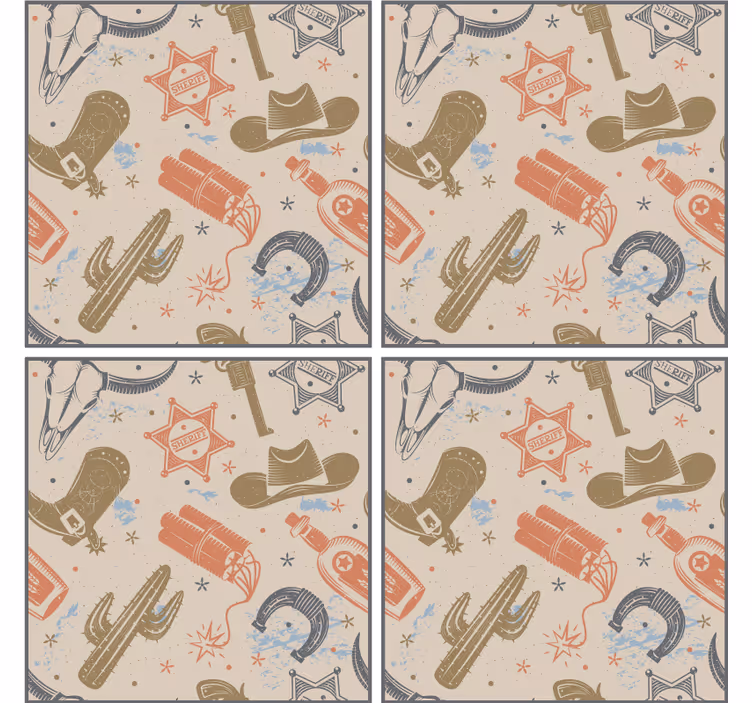 Sottobicchieri nerd elementi a tema cowboy - TenStickers