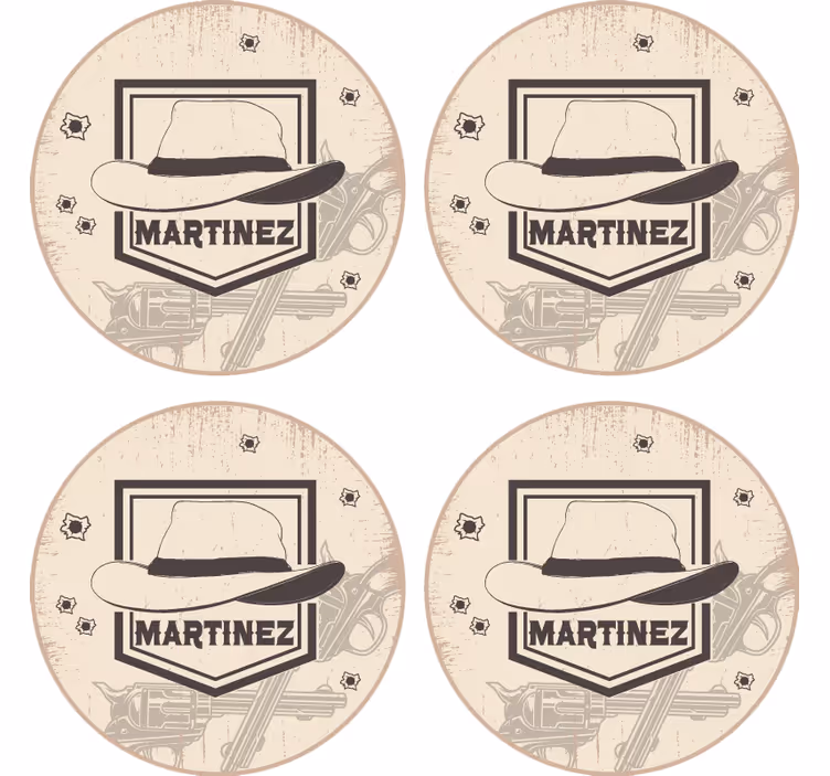 Sottobicchieri nerd cappello e pistole western - TenStickers