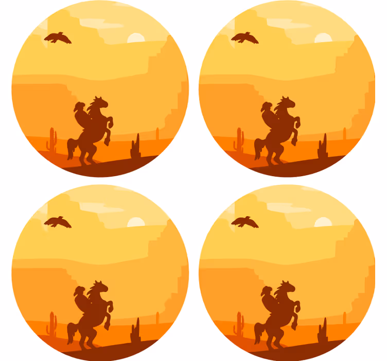 Sottobicchieri vintage scena desertica al tramonto - TenStickers