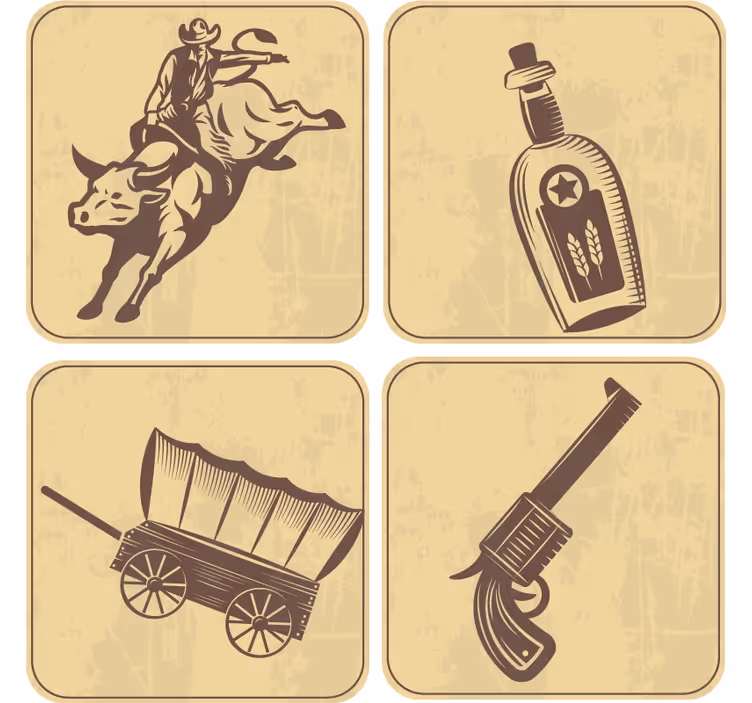 Sottobicchieri vintage arte vintage cowboy rodeo - TenStickers