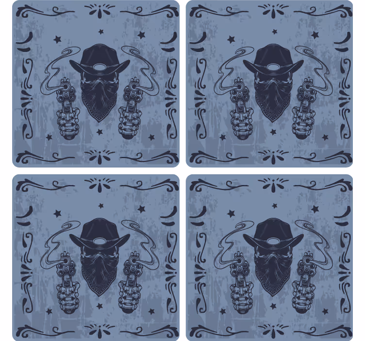 Sottobicchieri nerd cowboy con doppia pistola - TenStickers