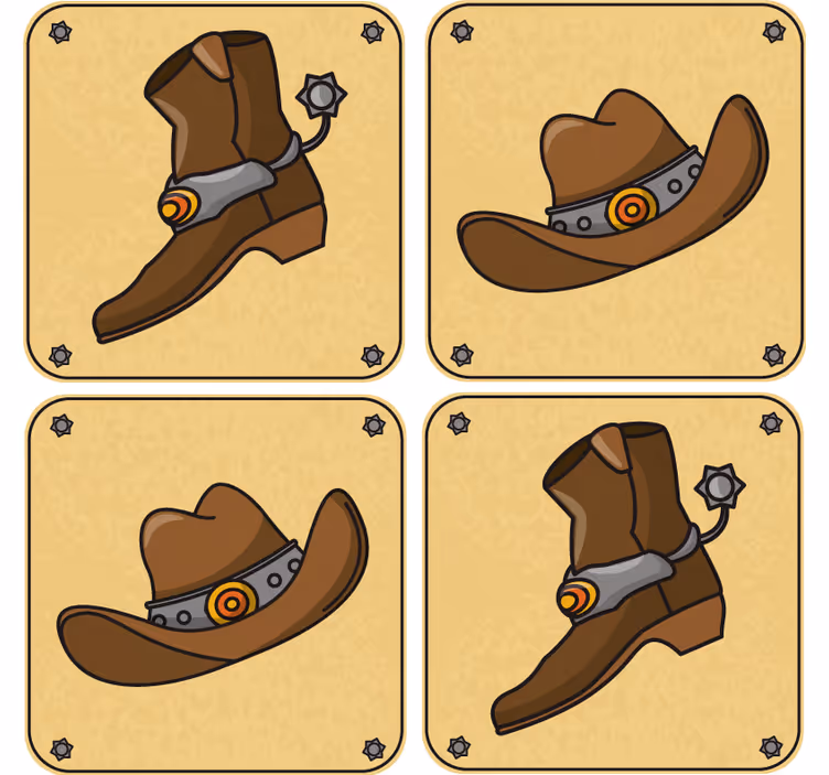 Sottobicchieri nerd cappello da cowboy e stivali - TenStickers