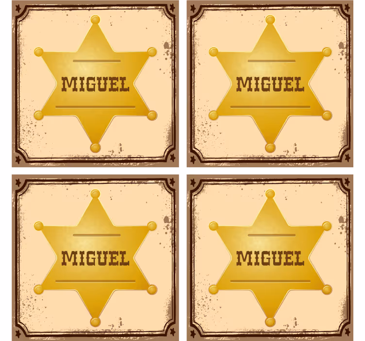 Badge sceriffo con sottobicchieri personalizzati di nome - TenStickers