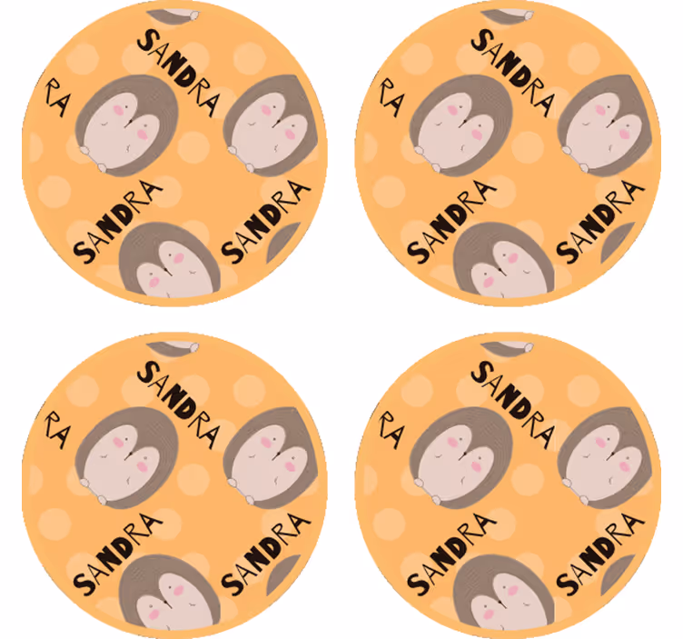 Sottobicchieri personalizzabili con motivo riccio carino - TenStickers