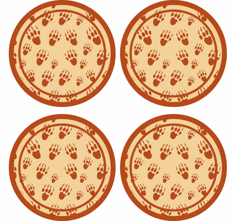 Sottobicchieri vintage cerchio con impronta marrone - TenStickers