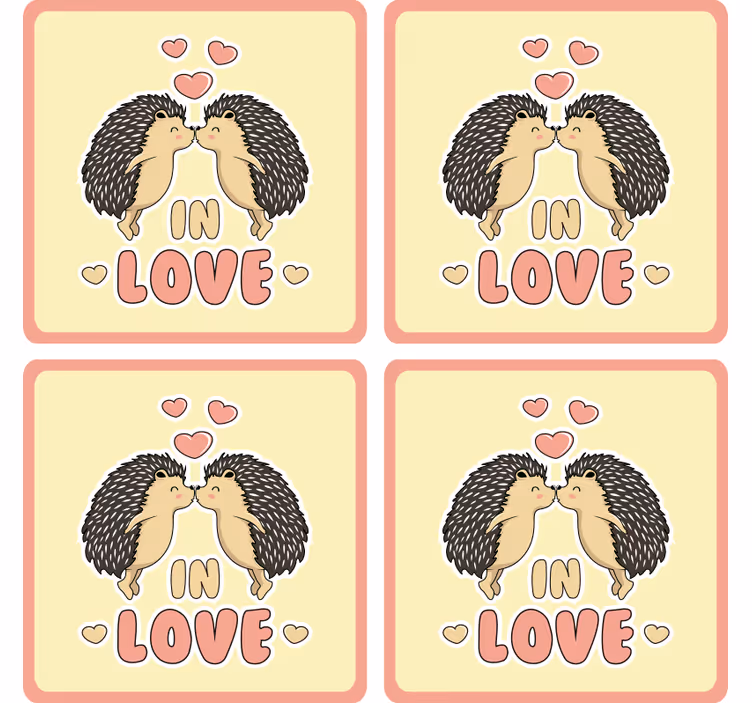 Sottobicchieri moderno ricci che si baciano cuori - TenStickers