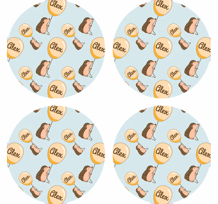 Sottobicchieri personalizzabile con motivi di riccio giocosi - TenStickers