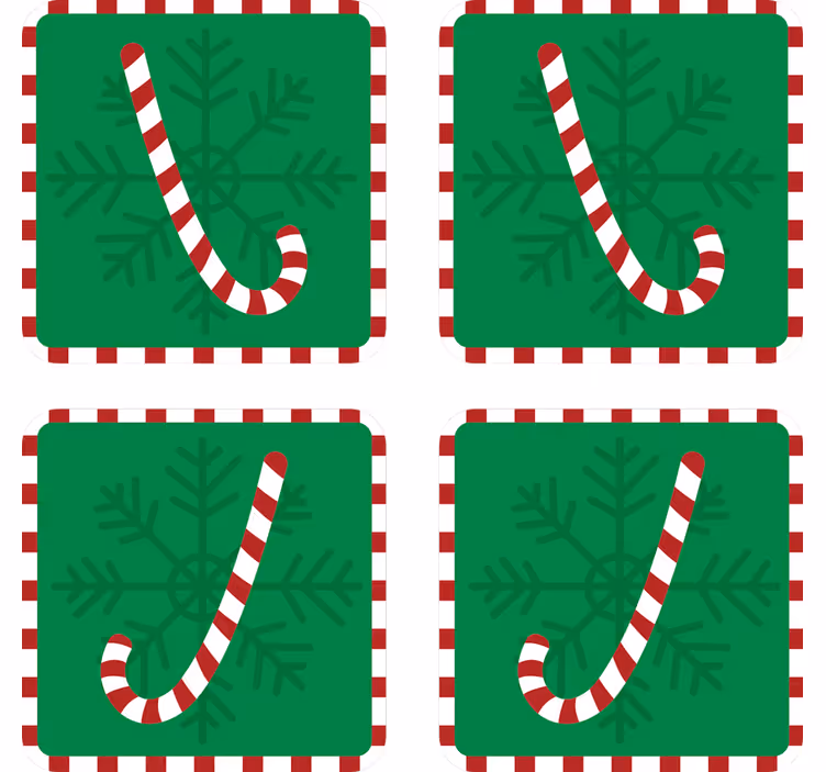 Sottobicchieri natalizi design fiocco di neve bastoncino - TenStickers