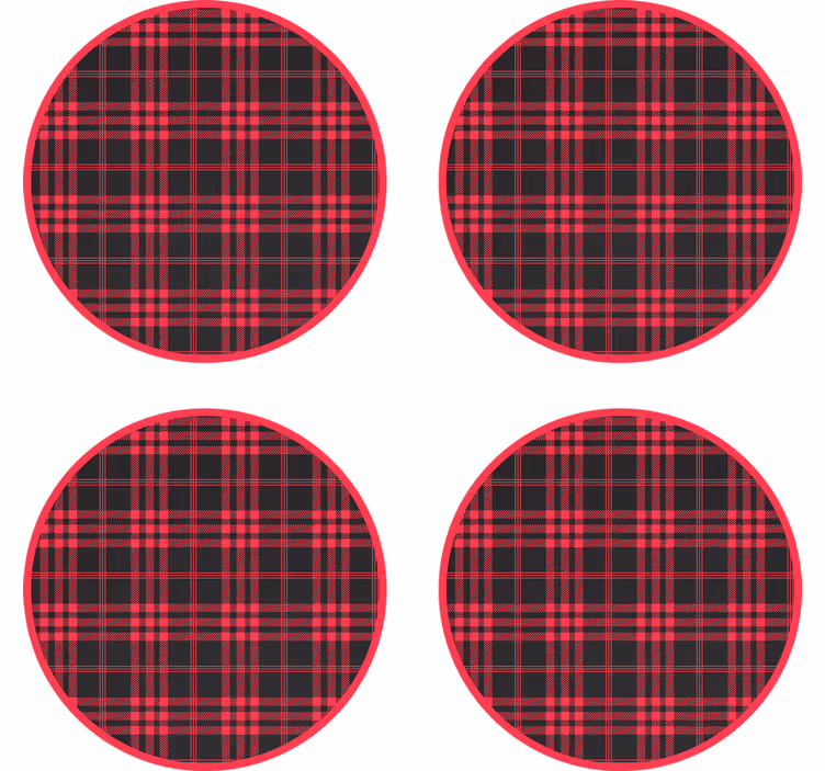 Sottobicchieri con motivi motivo a quadri rosso nero - TenStickers