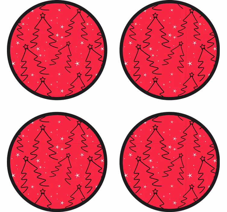 Sottobicchieri natalizi con motivo alberi festivi - TenStickers