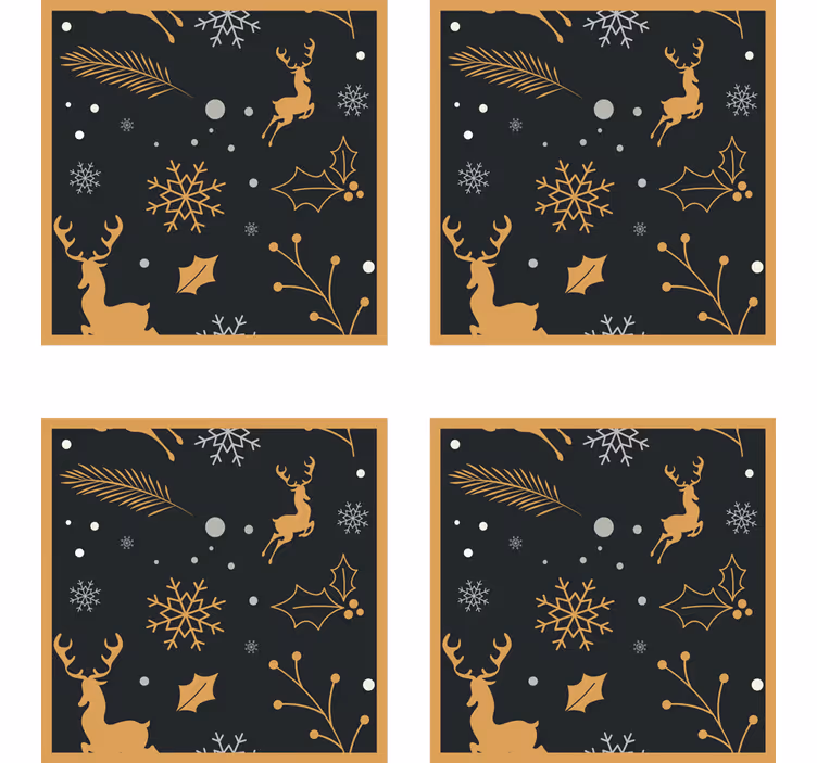 Sottobicchieri natalizi renne e fiocchi di neve - TenStickers