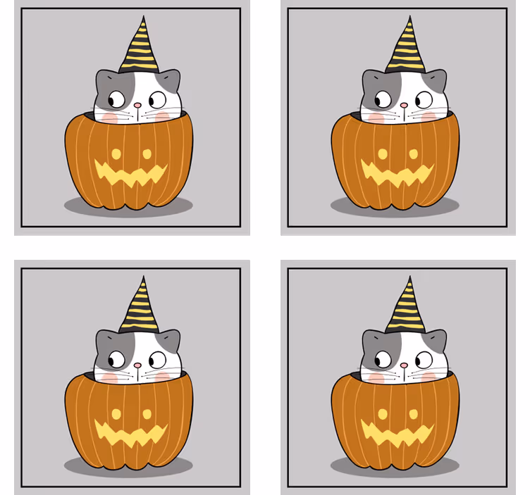 Sottobicchieri halloween gatto con cappello di zucca - TenStickers