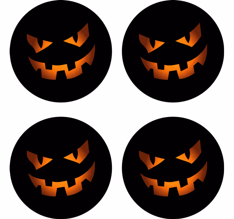 Sottobicchieri halloween set facce di zucca - TenStickers