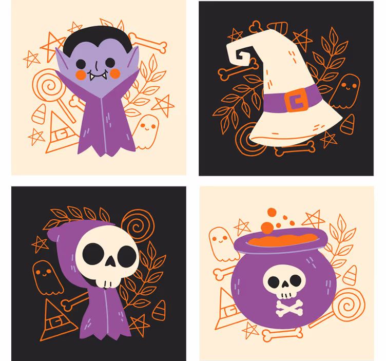 Simpatici mostri di halloween bevono sottobicchiere - TenStickers
